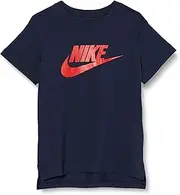 [Nike] Girls' G NSW TEE DPTL Basic Futura T-Shirt, Obsidian/University red/(University red)