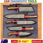 Handmade Damascus Steel Chef 5pcs Knife Set Kitchen Knife Set Leather Cover.