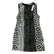 NWT Alice + Olivia Clyde in Black & White Patchwork A-line Mini Shift Dress 12