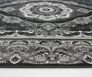 Zartosht 4730 Coal/ Black White Round Persian Traditional Rug