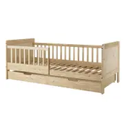 Zane Kids Solid Pine Timber Single Bed w/ Drawer