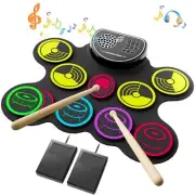 Miortior Electronic Drum Set, 10 Pads Roll-up Drum Practice Pad with Drum Ped