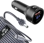 daboot Starlink Mini Cable + PD120W 12-48V Car Cigarette Lighter Adapter with USB A & Type-C Port and Voltmeter, 16 AWG USB C to DC Power Cable Starlink Mini Accessories (5M/16.4FT)