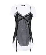 Dsquared2 Pierced Apron Layered Effect Mini Dress IT40,IT42 White