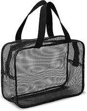 [Mozeat Lens] Mesh Shower Bag Black Portable Mesh Shower Caddy Bag Dorm Toiletry Organizer Tote Quick-Dry Gym Shower Mesh Bag for Gym Travel Camping College Dorm Room Bathroom