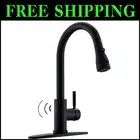 Touchless Matte Black Kitchen Faucet with Pull-Down Sprayer - Modern Elegance