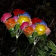 2 Pack Flower Solar Light with 14 Rose Flowers, Solar Garden Lights Outdoor Decorative, Solar Flowers Outdoor Waterproof Garden Decor for Patio Yard Pathway Decoration (Multicolor, 2 Pack)