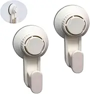 ANDRESLAD 2PCS Heavy Duty Suction Cup Hooks Strong Locking Wall Hangers for Bathroom Kitchen Removable Vacuum Sucker Hooks for Towel Utensils Material Damage Installation