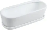 Oval White Ceramic Succulent Planter Pot, Decorative House Plant Container