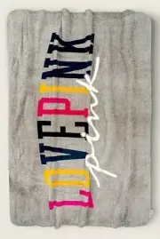 Victoria's Secret Rainbow Sherpa Blanket Cozy Plush Heather Gray 60" x 72" NIP