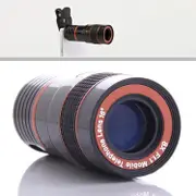 Telephoto PRO Clear Image Lens Zooms 8 times closer! For all Smart Phones &amp; Tablets with Camera BLACK/RED