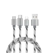 3 In 1 Type C / 8Pin Micro Usbnylon Cable 1.2M Jet Gray Cables & Adapters