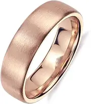 [Gemini] Custom Engrave Groom Bride Dome Rose Gold Matt and Polished Plain Wedding Band Titanium Rings Valentine Gift