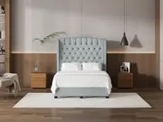My Style Winged Headboard & Slimline Base - Double / Duckegg / Drawer Base
