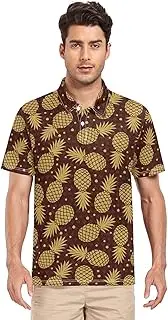 [ZZXXB] Gold Pineapple Men's Polo Shirts Short Sleeve Quick Dry Athletic Outdoor Sports Golf Shirts S-XXL