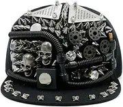 [HAMKVBPR] Baseball Cap Unisex Punk Cap Hipster Baseball Cap Men's Rivets Hip-hop Cap Outdoor Sports Hat(B)