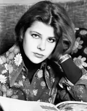 Italian actress Pamela Villoresi sitting reading a book Milan 1970s Old Photo