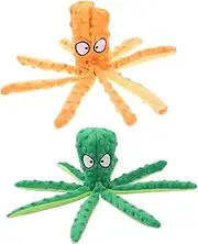 2pcs Dog Chew Toys: Plush Octopus Dog Squeaky Toys Fun Interactive Cat Tough Doll for Outdoor Indoor Play Teaser Cat Teething Clean Tool