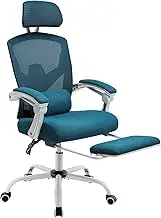 MCQ Office Computer Desk Chair, Gaming Chairs for Adults, High-Back Mesh Rolling Swivel Reclining Chairs with Wheels, Comfortable Lumbar Support, Comfy Arms for Home, Office, Gaming, Student, Blue