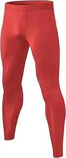 [Queerier] Men’s Compression Pants Workout Leggings Athletic Tight Pants Sports Base Layer HeatGear Bsaketball Pant, #Red, X-Large