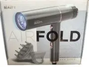 New Cortex Beauty Airfold Ionic Foldable Hair Dryer w/Nozzle & Diffuser - Black