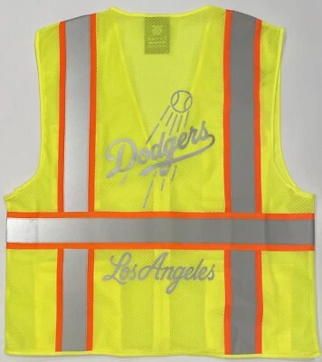 LOS ANGELES DODGERS YELLOW REFLECTIVE SAFETY VEST W/SILVER REFLECTIVE LOGO