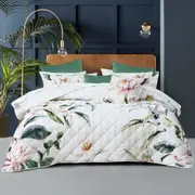 Bianca Indi Floral Quilted Polyester White Bedding Coverlet Set