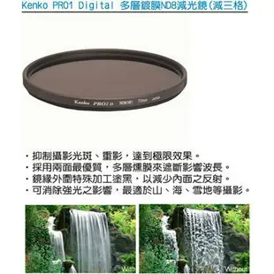 【eYe攝影】日本 Kenko PRO1D ND8(W) 55mm MRC 減光鏡 減三格 薄框 多層膜 公司貨 B+W Hoya SONY 18-55mm 55-200mm