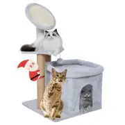 33 inch Small Cat Tree Tower Cat Playhouse with Hanging Ball for Play Grey