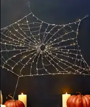 Pottery Barn Spider Web Halloween Crystal Lit Decor Fall Autumn Ghost Witch NEW