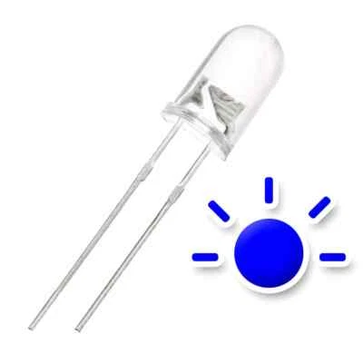 5MM Blue Flashing Water Clear Lens LED Diode - Pack of 25