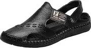 [Asifn] Men's Outdoor Causal Sandals Closed Toe Adjustable Leather Sport Sandal Summer Beach Walking Slides