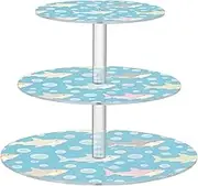 miaozhen under Marine Shark Bubble Baby Blue A Clean Table Tray Spill-Proof Three-Layer Display Trays Dressing Room Soporte Para Cupcakes