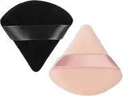 Nyamah Sales Triangle Powder Puff Makeup Puff Soft Face Body Powder Puff Cosmetic Foundation Blender Sponge, for Setting Loose Powder Mineral Velour Beauty Makeup Tools (Multicolor, Pack of 2pcs)
