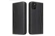 For iPhone 12 Pro Max Case Black Genuine Cowhide Leather Wallet Cover