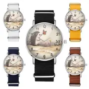 Hedgehog Butterfly Floral Minimalist Wristwatch Men Women Nylon Watch Gift