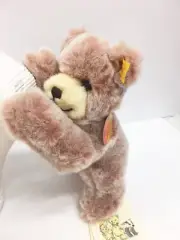 German Steiff Rose Pink Floppy Plush 7 1/2" Stuffed Bear 082139 With Ear Tag