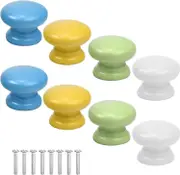 8 Pcs Colorful Cabinet Door Knob Wooden Drawer Knobs Round Pull Handle Solid Furniture Knobs For Cabinet Furniture White Blue Yellow Green Note: The d