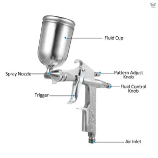K3氣動迷你修補噴漆槍 0.5mm噴嘴 150cc噴壺 油漆小面迷你修補噴槍 皮衣上油/牆體彩繪/修補漆/噴漆 銀色