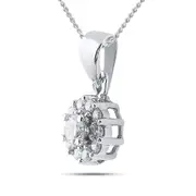 14k White Gold Round Diamond Solitaire Circle Frame Cluster Pendant 1/4 Cttw