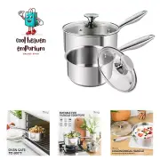 2 Piece Stainless Steel Saucepan Set - 1Qt & 2Qt, Premium German Technology S...