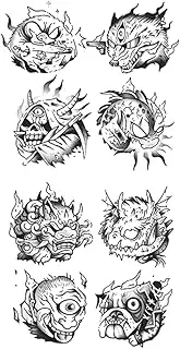 Cool Tattoos,Dragon Cyclops Wolffish,Dragon Tattoos,Water-Resistant,Lasts 1-2 Weeks,Real Tattoo Look,Resilience,18 x 11 cm