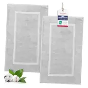 Luxury 2 Pack Banded Cotton Bath Mats for Bath Mat Floor Towel Light Grey