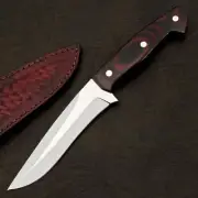CUSTOM HANDMADE D-2 STEEL KNIFE MICARTA HANDLE WITH LEATHER SHEATH