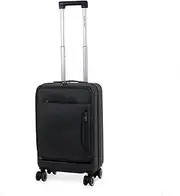 [Planet Direct] Suitcase (56x36x24cm) with Cup & Phone Holder | USB Port | Lightweight ABS Hybrid Shell | 4 Spinner Wheels | 3-Digit Lock & Laptop Pouch | Travel, Black, Black