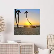 Sunset Palms Beach Ocean canvas print photo on frame Ready to hang Home Decor