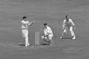 John Manners Drives Leg Off Delivery General Sidney Smith 1951 OLD CRICKET PHOTO
