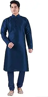 Men's Silk Blend Kurta Pyjama (Unm-2-Kp-Blu-38_Navy Blue_38), Solid Navy Blue, 38