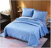 Blue Quilt Sets King-106x92 Full/Queen-88x92 Lightweight Bedspread Summer Quilt Sets Soft Coverlet 3 Piece Quilted Bedding Sets,1 Quilt 2 Pillow Sham (Color : Blue, Size : 224x234cm-88x92)