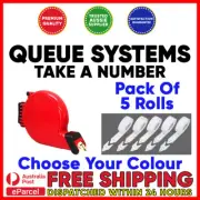 Ticket Dispenser Queue System With x 5 Rolls (10,000 Tickets Total) Multi Colour